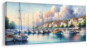 Tablou port cu case colorate