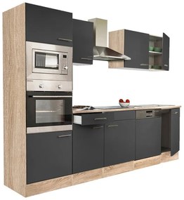 Mobilă de bucătărie Yorki 280 cu corp din stejar sonoma și față antracit satinat
