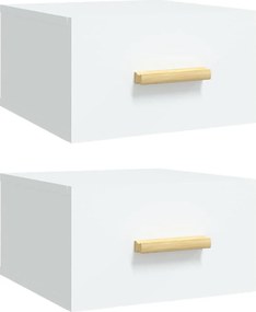 vidaXL Noptiere de perete, 2 buc., alb, 35x35x20 cm