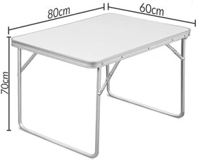 Casaria Masă de camping OMAR pliabilă, 80x60x70 cm, alb/gri