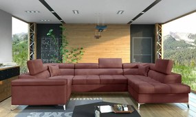 Canapea modulara, tapitata, extensibila, cu spatiu pentru depozitare, Thiago R01, Eltap (Culoare: Rosu / Kronos 02)