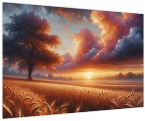 Tablou – Apus de soare pe câmp (90x60 cm)