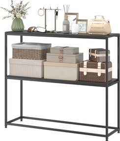 HOMCOM Consolă din oțel 2 etajere Design modern pentru living intrare coridor 100 x 30 x 87 cm Negru | Aosom Romania