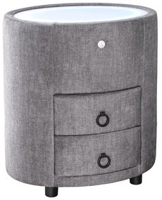 Noptiera ovala cu iluminat LED SIGNUM 55cm catifea gri