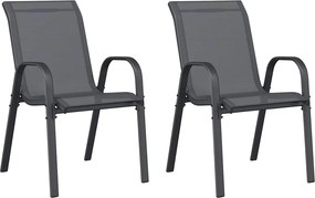vidaXL Scaune de grădină stivuibile, 2 buc., gri, textilenă