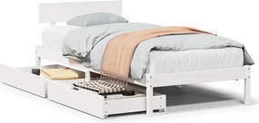 vidaXL Cadru de pat fără saltea, alb, 90x200 cm, lemn masiv pin