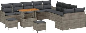 vidaXL Set de canapele pentru grădină 13 pcs Gri poliratan