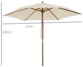 Outsunny Umbrelă de Soare pentru Grădină cu Suport din Lemn, Design Elegant, 2.5x2.5m, Crem, Protecție UV | Aosom Romania
