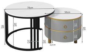 Măsuță de cafea 2-în-1 Rotundă din MDF, Gri | Aosom Romania