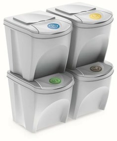 Coșuri selectare gunoi Sortibox 25 l, 4 buc., alb,