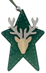 Ornament Craciun Stea Country 12cm, Verde