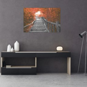 Tablou - Scări în natură, portocaliu (90x60 cm)