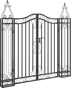 vidaXL Poartă de grădină, negru, 121x8x120 cm, fier forjat