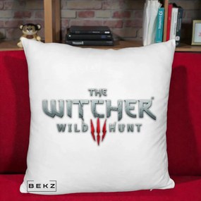 Perna Personalizata The Witcher 3 Wild Hunt, 40x40 cm, Alb Pufos, Husa Detasabila, Perna Inclusa, BEKZ®