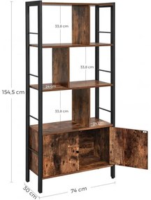 Biblioteca Vintage, Maro, 74 x 30 x 154.5 cm