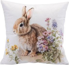 decoDoma Set de 2 fețe pernuțe IEPURAȘI ÎN IARBĂ 40 x 40 cm