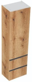 Dulap suspendat baie 45x34x160 cm Kolpa San Harmony, cu usa reversibila si doua sertare, stejar natur