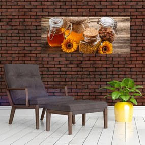 Tablou - Natura morta cu borcane de miere (120x50 cm)
