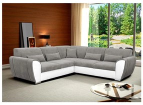 Colțar extensibil în formă de L cu spațiu de depozitare VISEU, partea dreaptă, gri/alb