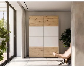 Dulap pentru haine KARO 150x210 cm alb/stejar artisan