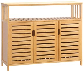 HOMCOM Bufet mobilier de depozitare 3 uși deschise și rafturi din bambus 100 x 35 x 82 cm natural | Aosom Romania