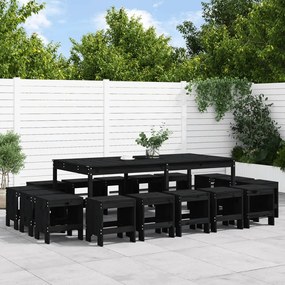 3157731 vidaXL Set mobilier pentru grădină, 17 piese, negru, lemn masiv de pin