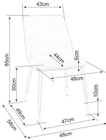 Scaun de bucaterie Jill Velvet, gri deschis