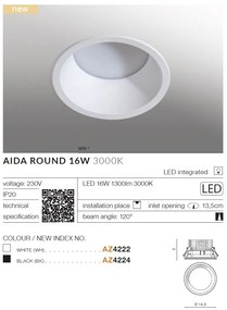 Spot LED incastrabil tavan/plafon AIDA ROUND 16W negru
