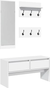 vidaXL Set de mobilier pentru hol, 4 piese, alb, lemn prelucrat