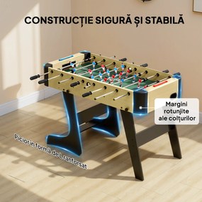 SPORTNOW Fotbal de Masă Rabatabil, Biliard de Masă pentru Acasă cu Mânere Antiderapante, 8 Bare, 22 Jucători, 2 Mingi, Tabele de Scor, pentru Copii și Adulți, Școală, Birou, Petreceri, 118x107.5x78 cm, Culoare Lemn | Aosom Romania