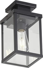 Plafonieră modernă de exterior neagră cu senzor de mișcare și crepuscular IP44 - Rotterdam