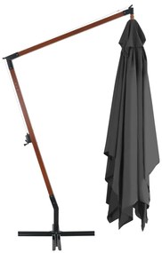 Umbrela suspendata cu stalp din lemn, antracit, 400 x 300 cm Antracit