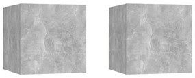 3079719 vidaXL Noptiere, 2 buc., gri beton, 30,5x30x30 cm, lemn prelucrat