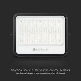 Proiector solar LED dimabil/400W/3,2V IP65 20000 mAh negru + telecomandă