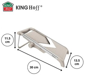Răzătoare de legume Kinghoff KH 2006, grosime reglabilă, lame în formă de V, Julienne 5 mm, bej/gri