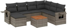 vidaXL Set canapele de grădină cu perne, 8 piese, gri, poliratan