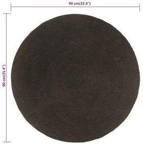 Covor impletit reversibil antracit natural 90 cm iuta rotund Antracit, 90 cm