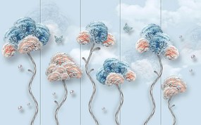 Fototapet 3D, Flori abstracte albastre pe un fundal albastru Art.05372