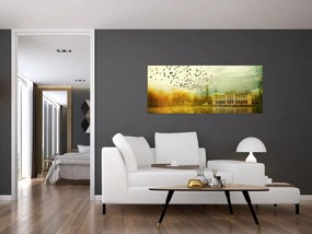 Tablou peisajului pictat cu sediul (120x50 cm)