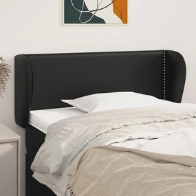 vidaXL Tăblie de pat cu aripioare negru 93x23x78/88 cm piele ecologică