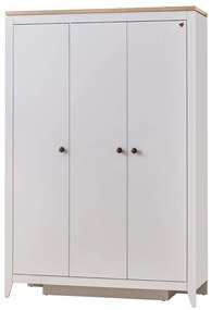 Dulap modern alb pentru copii, 3 usi, 138x58x207 cm, colectia Lucia