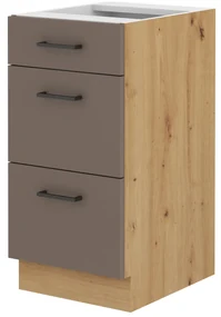 Dulap inferior bucătărie Barb 40 D 3S BB QUADRO (stejar artisan + trufă). 1044940
