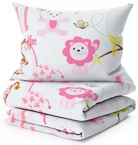 Lenjerie de pat pentru patut din bumbac Renforce ZOO roz Dimensiune lenjerie de pat: 45 x 65 cm | 90 x 140 cm