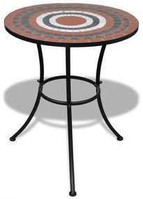 271773 vidaXL Set mobilier bistro, 3 piese, teracotă/alb, plăci ceramice