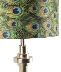 Lampă de masă Art Deco nuanță de catifea aurie păun design 40 cm - Diverso
