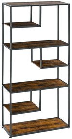 HOMCOM Bibliotecă raft de depozitare cu 7 nivele cadru din oțel stil industrial 83 x 34 x 180 cm negru | Aosom Romania