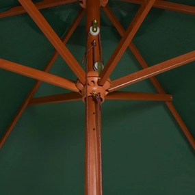 Umbrela de soare cu stalp de lemn 200x300 cm, verde Verde
