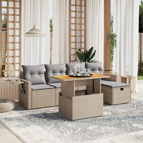 vidaXL Set canapele de grădină cu perne, 6 piese, bej, poliratan