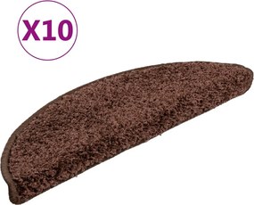vidaXL Covorașe pentru scări, 10 buc., 56x17x3 cm, maro, semirotunde