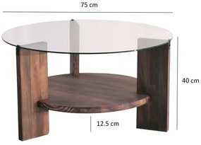 Măsuță de cafea MONDO 40x75 cm pin/transparent